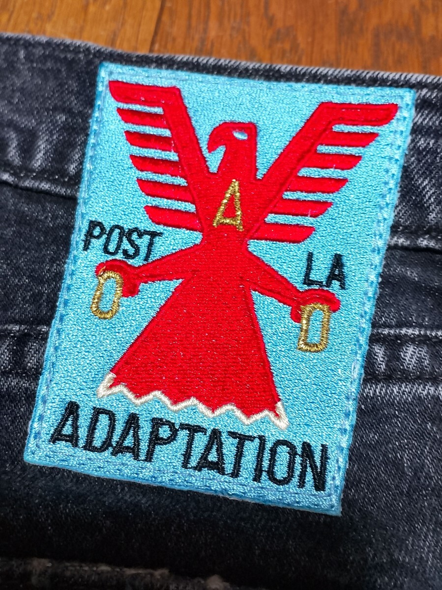 USA製★adaptation アダプテーションダメージ加工 ストレッチデニム デニム 黒 サイズW33 テーパードデニム made in usa拍卖