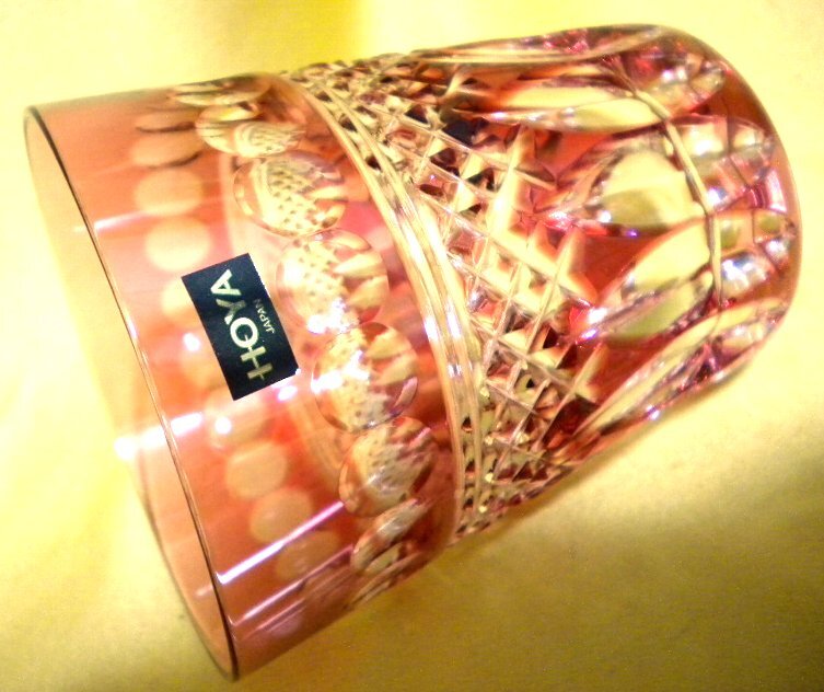 売切 HOYA 赤切子 赤被 クリスタル ロックグラス 刻印有 1客 容量280cc 纏購入特典有 寸法φ上82/下59×H96mm 重量275g 口元厚1.7mm拍卖