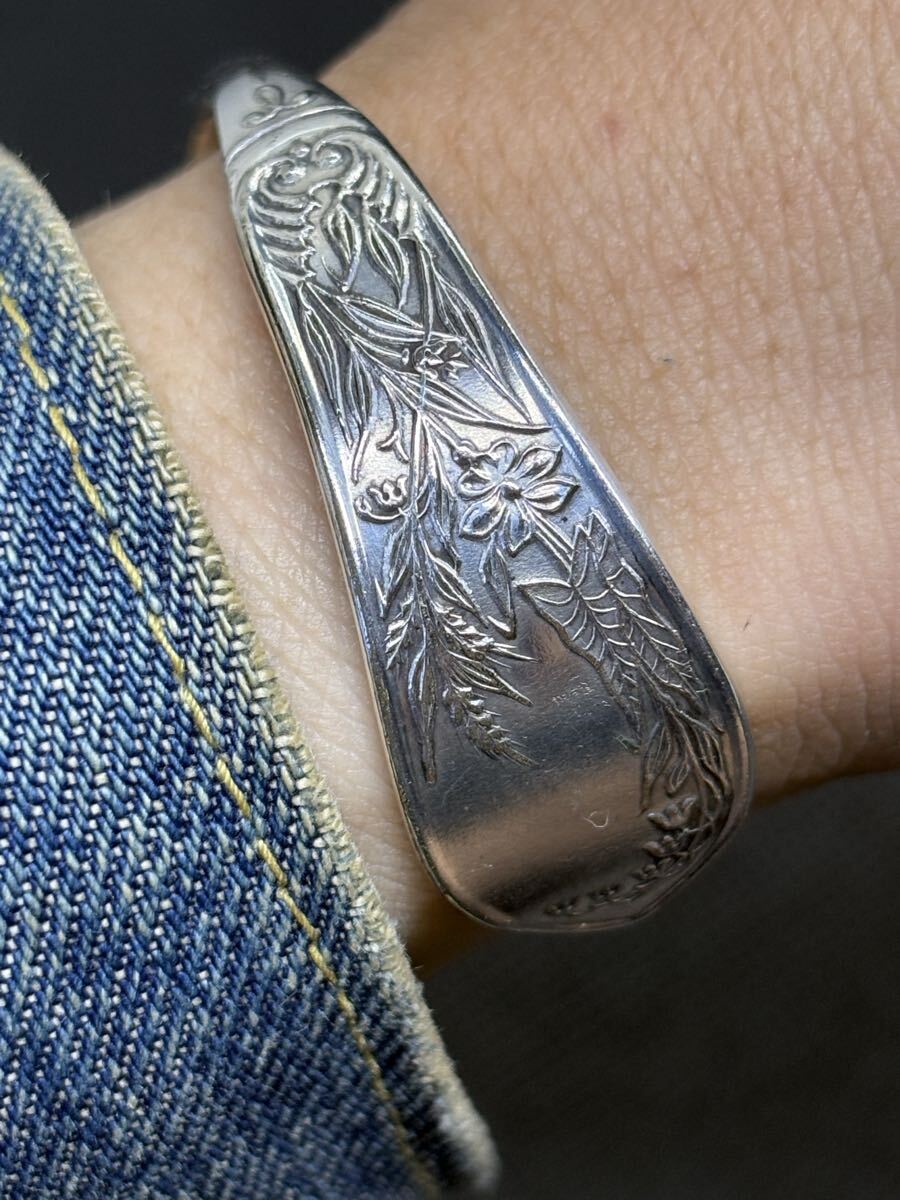 ヴィンテージ バングル 50s シーフードピック スプーンリング アメリカ 花柄 1420拍卖