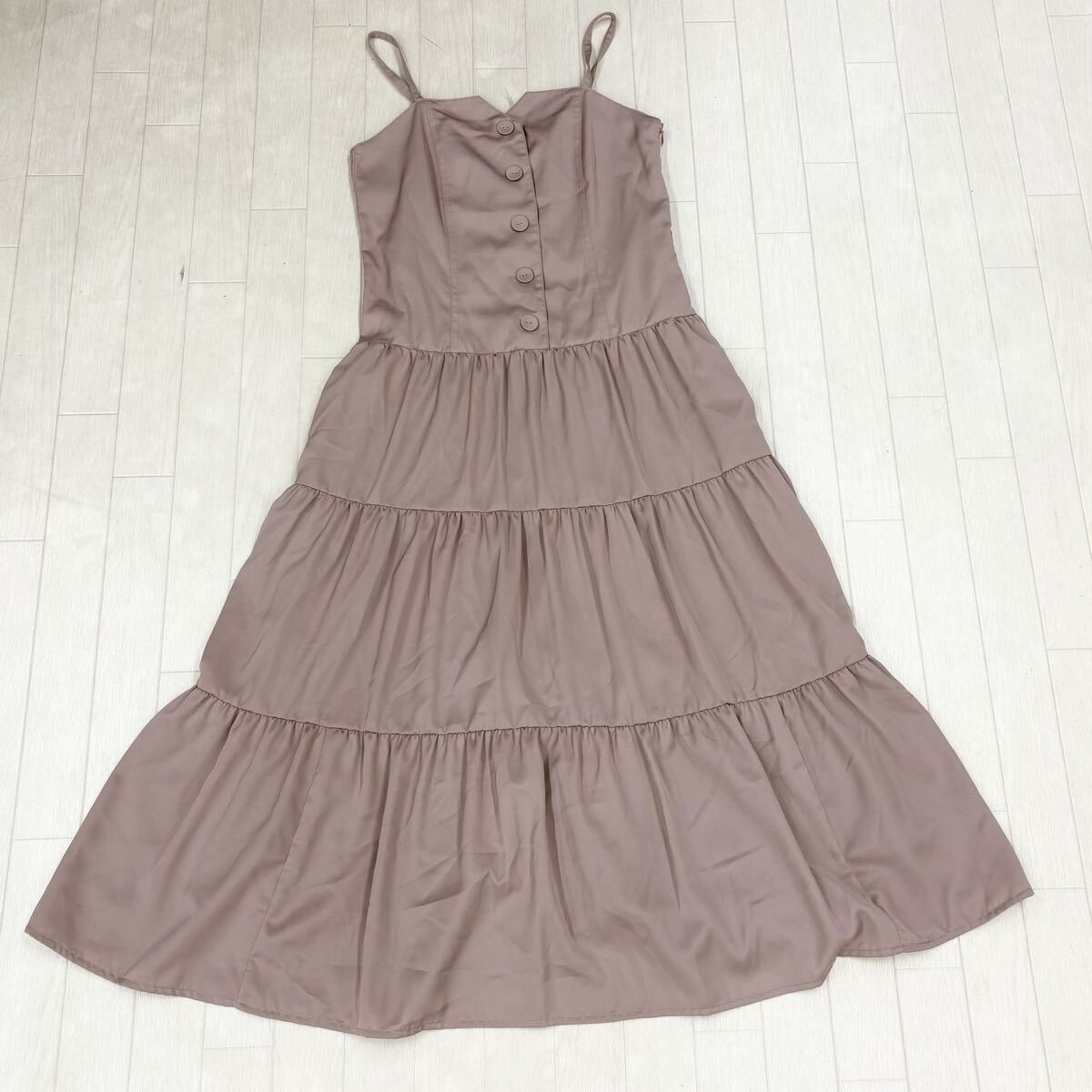 1802〓 JILL STUART ジルスチュアート キャミソールワンピース レディース サイズS ピンクベージュ ロングスカート マキシ丈 足首丈拍卖