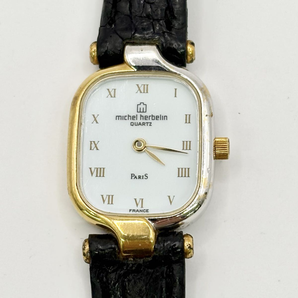 1807〓 michelherbelin ミッシェルエルブラン 7033 腕時計 レディース ゴールド シルバー ホワイト ブラック ウォッチ クォーツ 服飾小物拍卖