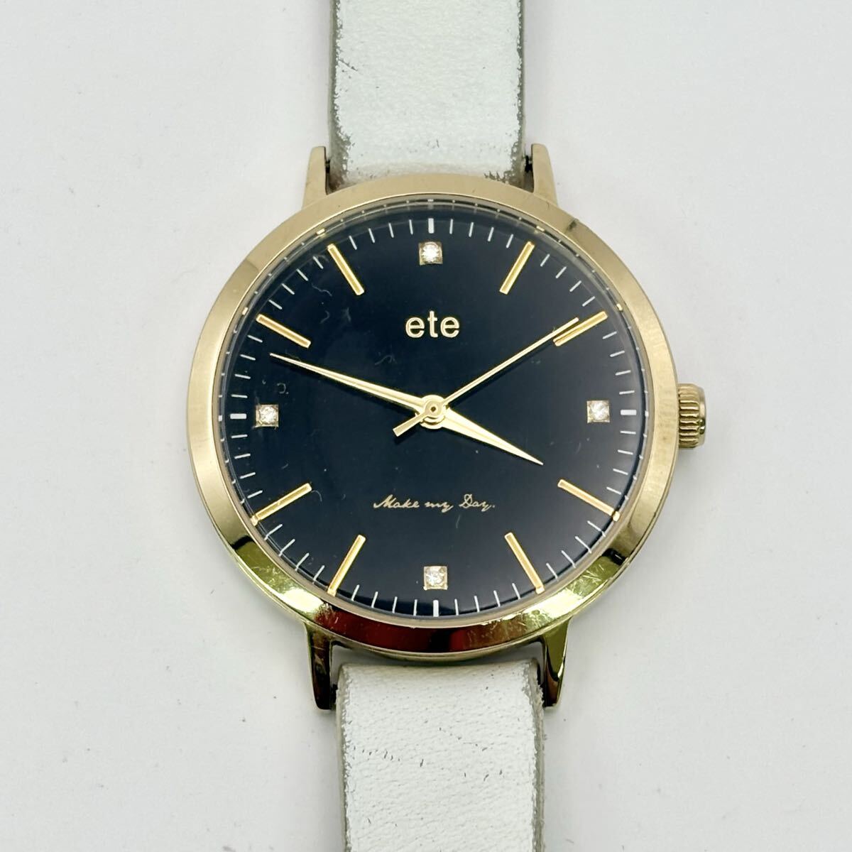 1807A〓 ete エテ 腕時計 レディース ゴールド ブラック ホワイト 時計 ウォッチ クォーツ 3針 服飾小物拍卖
