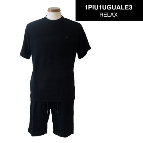 【2025春夏新作SALE】 1PIU1UGUALE3 RELAX ウノピゥウノウグァーレトレ リラックス 迷彩ジャガード上下セットアップ Mサイズ 012-黒系拍卖