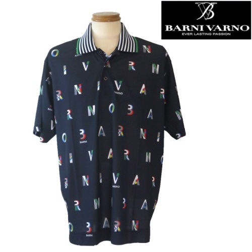 【2025春夏新作SALE】バーニヴァーノ/BARNIVARNO 半袖ポロシャツ LLサイズ 250-紺系拍卖