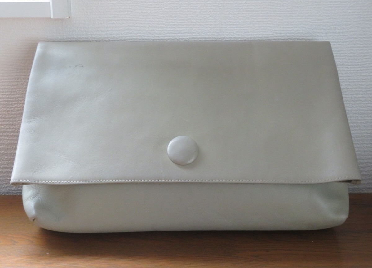 【LE TEXTE】クラッチバッグ グレージュ 本革 難あり【使用品】拍卖