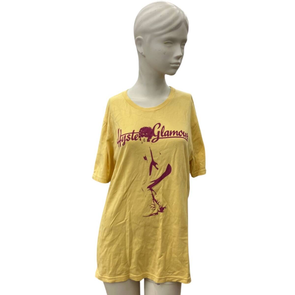186005 現状品 Hysteric Glamour ヒステリックグラマー 半袖Tシャツ ロゴガール M イエロー レディース拍卖