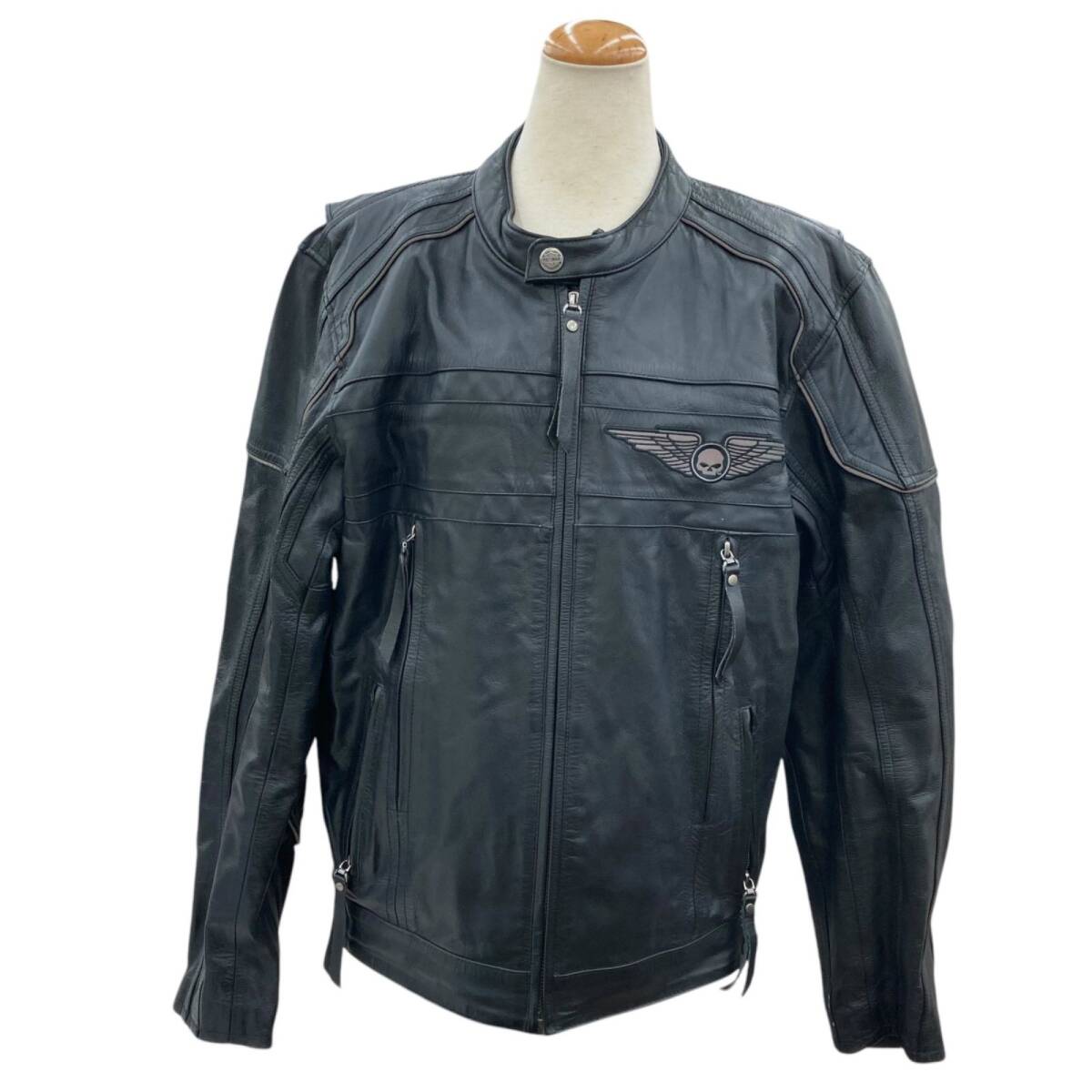 186000 現状品 HARLEY DAVIDSON ハーレーダビッドソン ライダースジャケット S ブラック 本革/ポリエステル/綿 メンズ拍卖