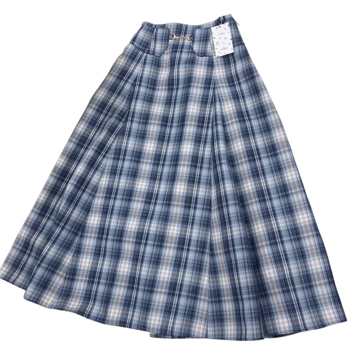 186004 新品未使用 evelyn エブリン ロングスカート コルセットビットSK ネイビー チェック柄 ポリエステル レディース拍卖