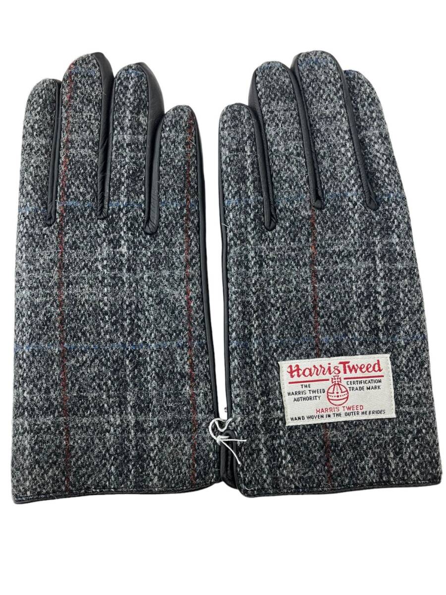 199990 HARRIS TWEED ハリスツイード Harris Tweed グローブ グレー ポリエステル/羊革拍卖