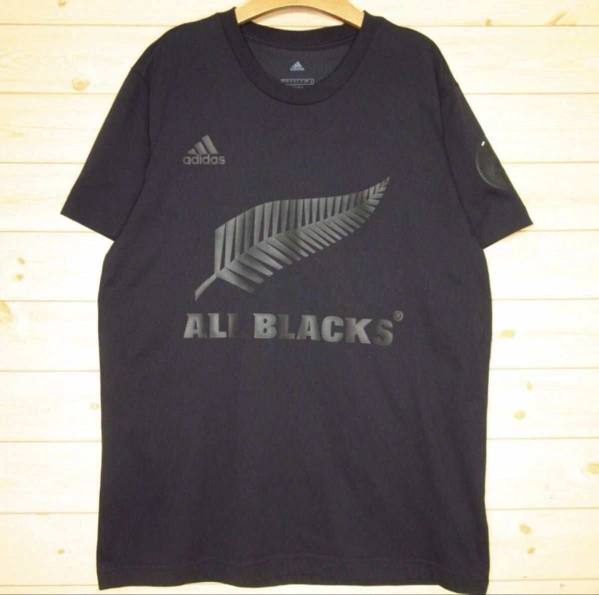 【中古品】 adidas アディダス ALL BLACKS オールブラックス 2019年W杯記念 半袖 Tシャツ 黒 XL ラグビー拍卖