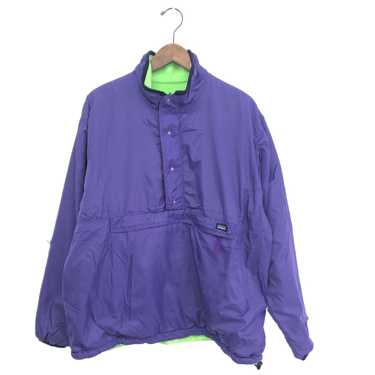 ◆patagonia パタゴニア グリセード リバーシブルジャケット サイズ:L ネオングリーン 80S アメリカ製 80S パープル/グリーン メンズ拍卖