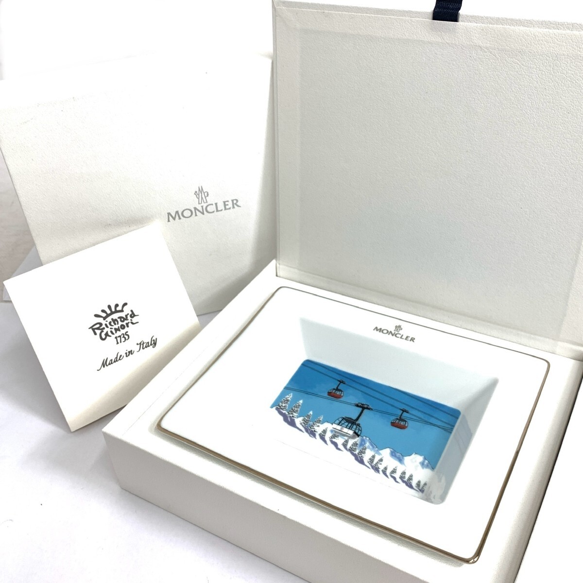 ◆RICHARD GINORI リチャードジノリ トレイ/モンクレールコラボ 冬季/リフト柄 ホワイト拍卖