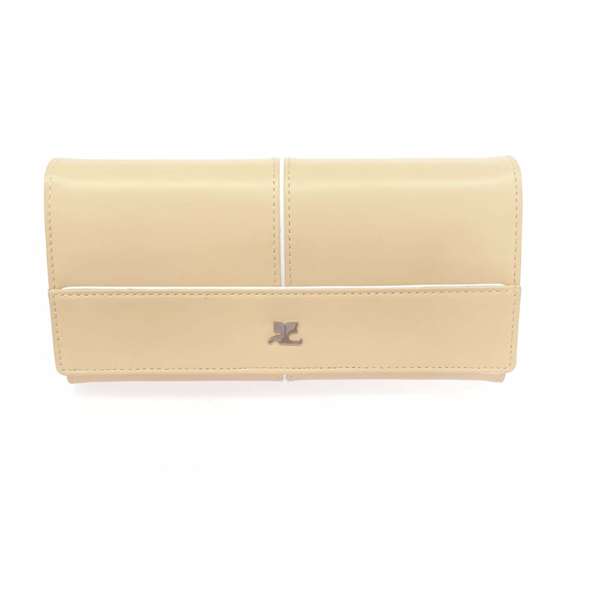 美品◆Courreges クレージュ 長財布 二つ折り レザー ベージュ レディース拍卖
