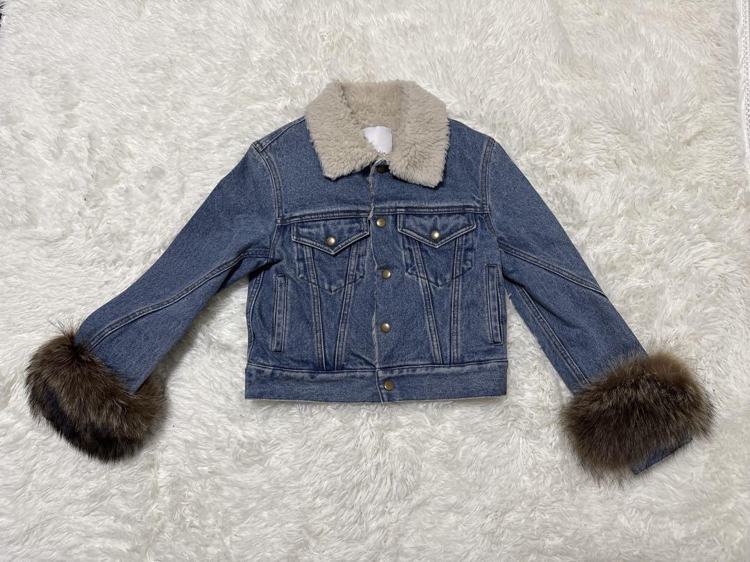 3.1 Phillip Lim デニムジャケット ラクーンファー ボア 裏地付き拍卖