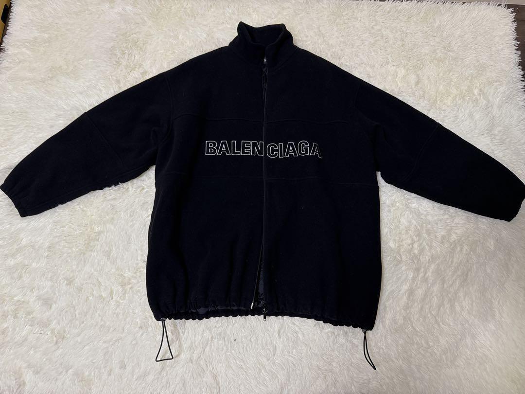 BALENCIAGA バレンシアガ フリースジャケット ロゴ刺繍 ブラック 44拍卖