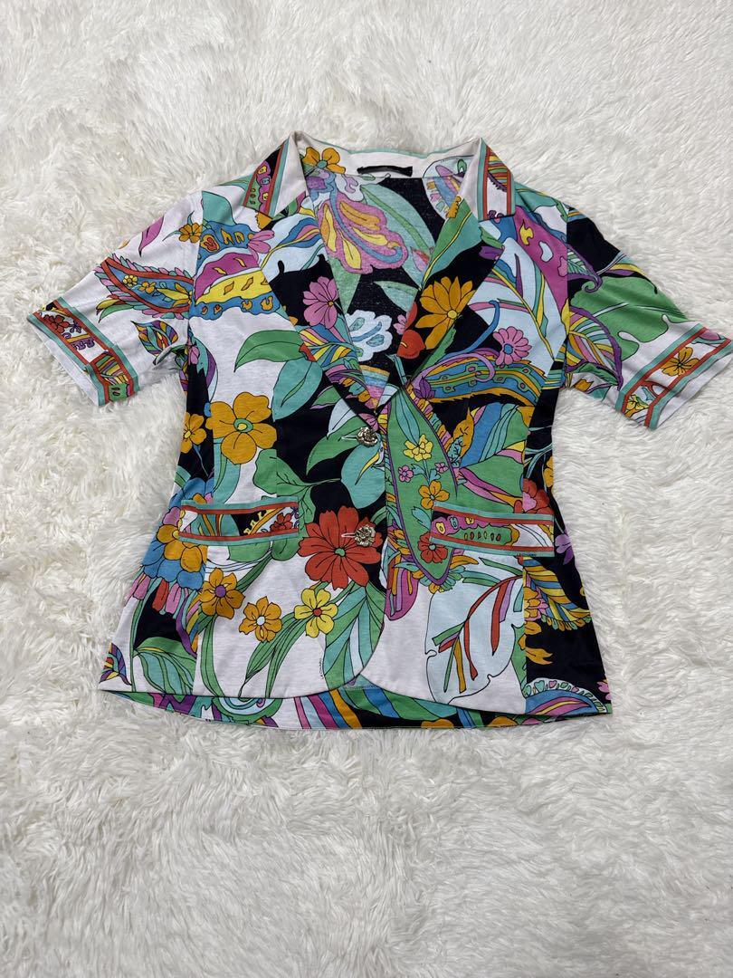 LEONARD FASHION レオナール 花柄 半袖ジャケット風トップス M拍卖