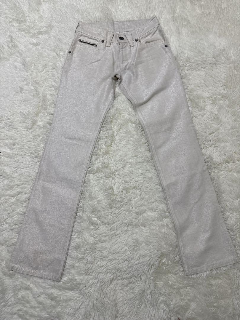 オベリスク 日本製 ラメ加工デニムパンツ W28拍卖