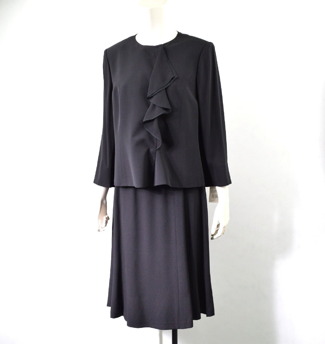 4000-BF00096★BLACK CLUB AKI★未使用 美品 40/11号 黒 ブラウスとスカート 上下セット 96906/92549 シルク ブラックフォーマル拍卖