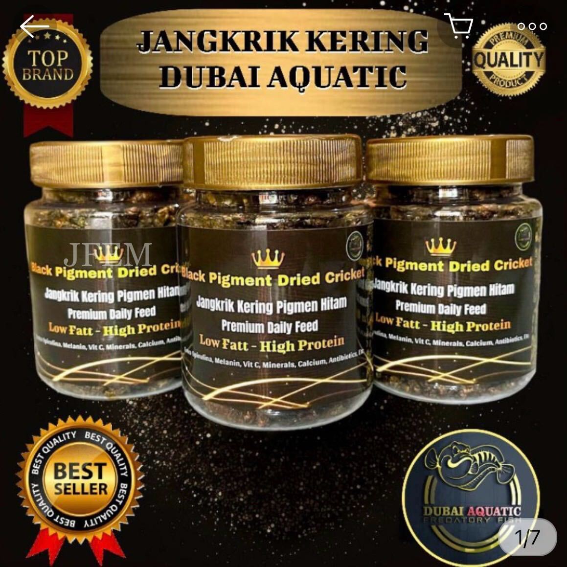 Black Pigment Dried Crickets ドライクリケッツ 45g 浮上性 / マルリオイデス / 飾り鱗を増やす / JFEM ジェフェム拍卖