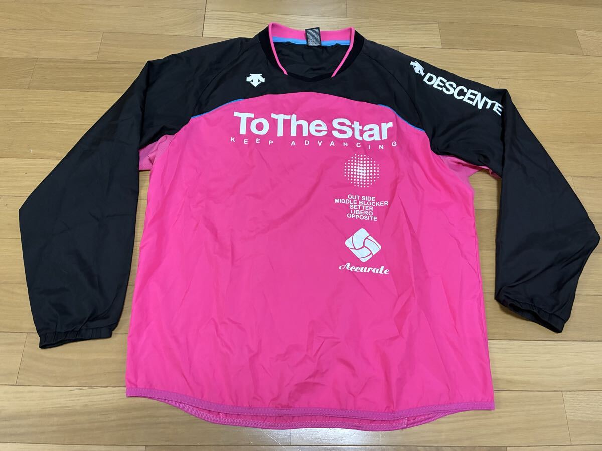 デサント 長袖ピステ メンズ サイズL トップス スポーツ 長袖プラクティスシャツ バレーボール ピンク DESCENTE拍卖
