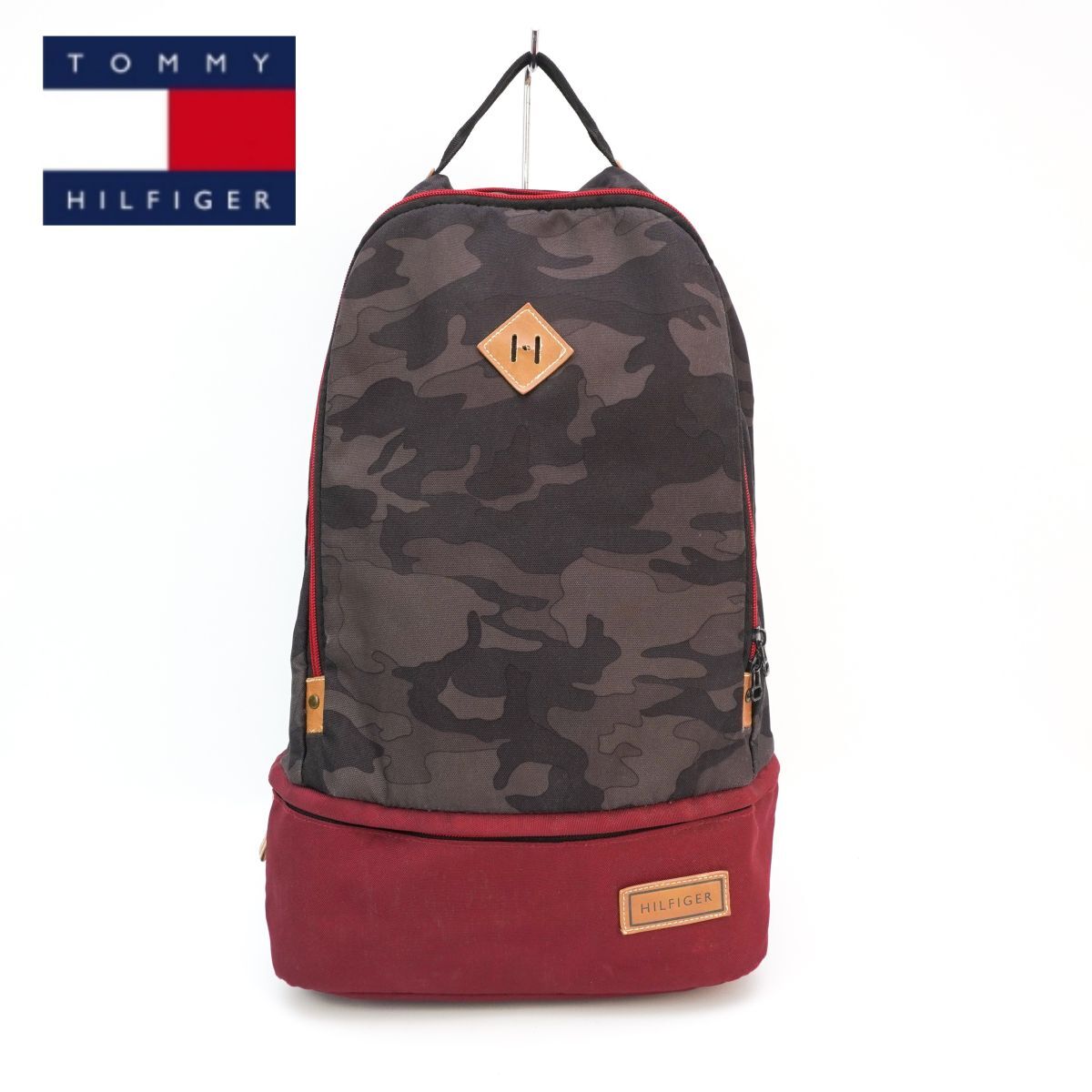 TOMMY HILFIGER トミー ヒルフィガー バッグパック リュック 迷彩柄 カモ柄 赤 レッド @EH4拍卖