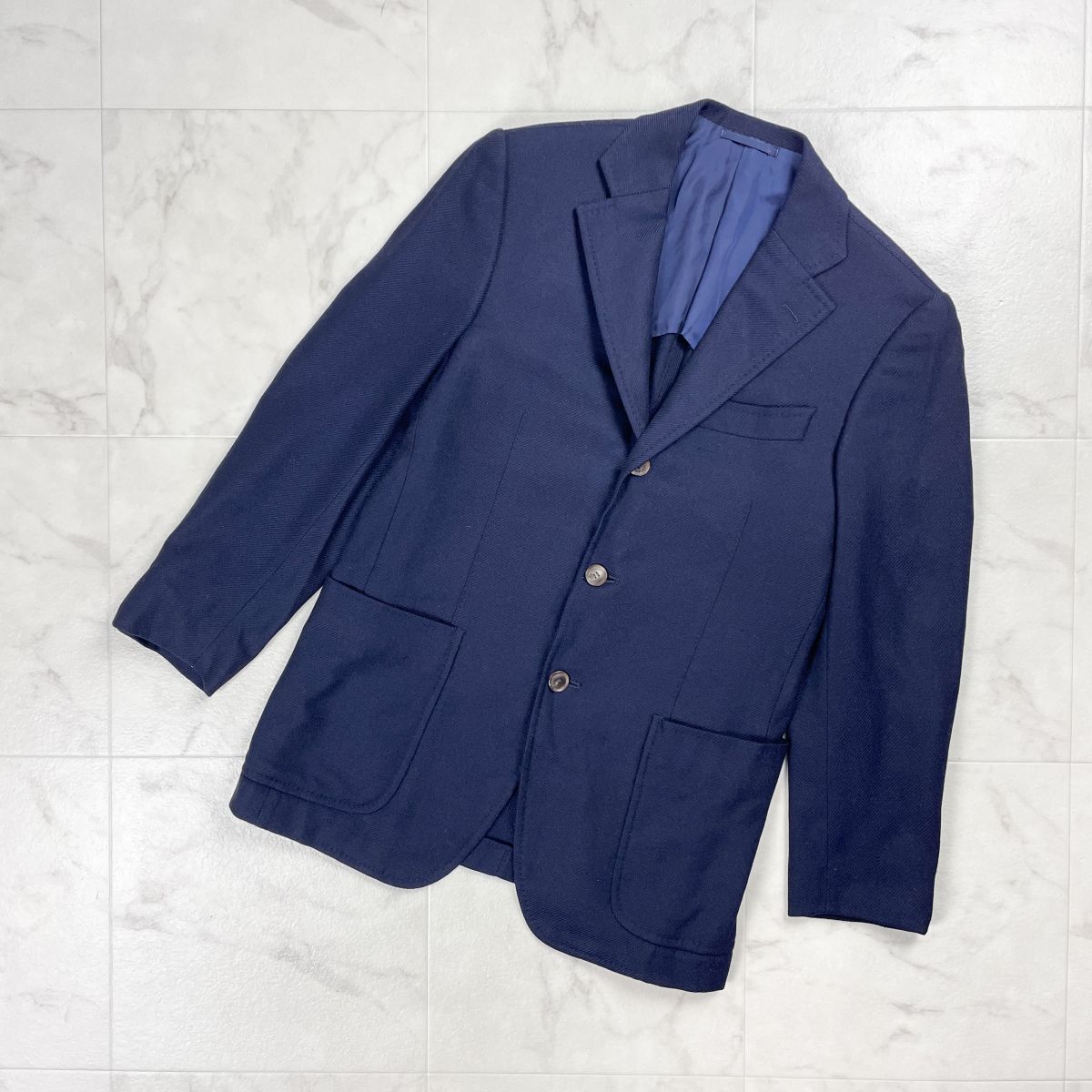 TOMORROWLAND トゥモローランド Ermenegildo Zegna社 ツイルテーラードジャケット 長袖 背抜き メンズ ネイビー 紺 サイズ44*GD203拍卖