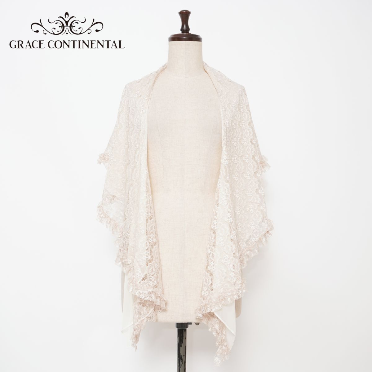 GRACE CONTINENTAL グレースコンチネンタル レースショール パーティー ストール レディース オフホワイト サイズF*GD849拍卖