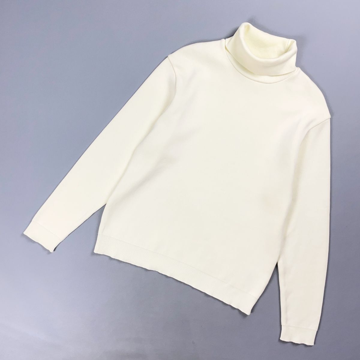 美品 CITY シティ タートルネックコットンアクリルニット 長袖セーター 厚手 メンズ 白 ホワイト サイズ2*GD29拍卖
