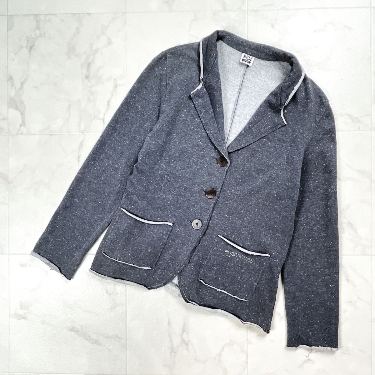 美品 POI by KRIZIA ポイバイクリッツィア ラメスウェットジャケット イタリア製 レディース グレー サイズ46*GD714拍卖