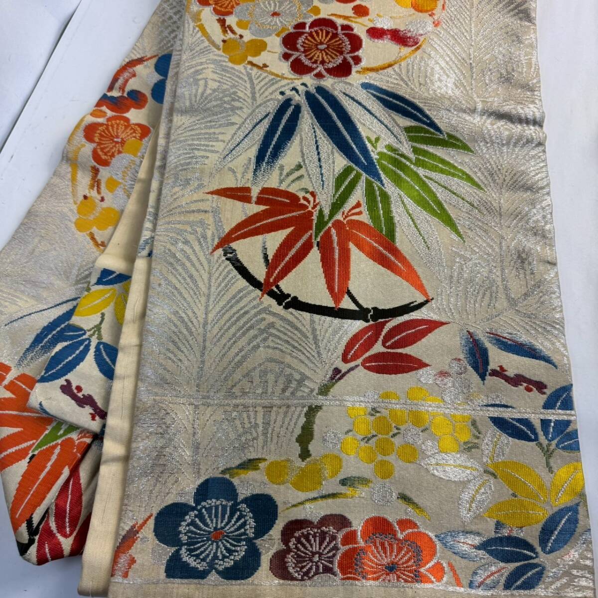 なごや帯 名古屋帯 竹 梅 着物 和服 和装 着付け 着物帯 リメイク素材 ハンドメイド素材 レトロ 長期保管品 J1p R7829o拍卖