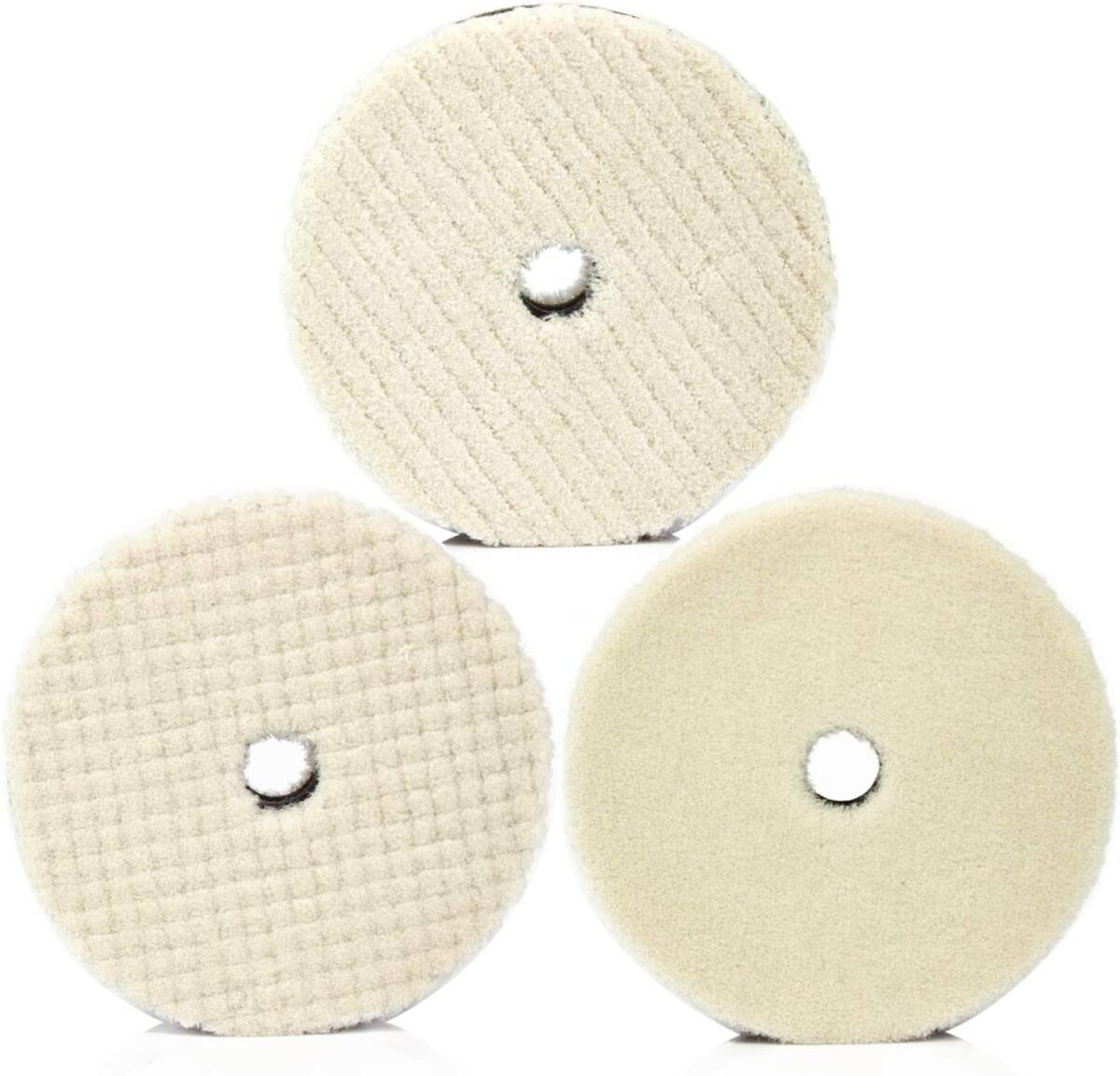 送料\\500◆車磨き用 ウールバフ 穴あき ポリッシング 電動 バフ ポリッシャー ポリッシャー スポンジ 荒目 中目 細目 3枚セット 150mm拍卖
