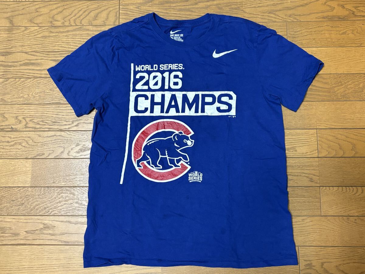 MLB CHICAGO CUBS 2016 WORLD SERIES CHAMPS MEN’S SHORT SLEEVE T-SHIRTS (NIKE) size-L(着丈66身幅55) 中古 送料無料 NCNR拍卖