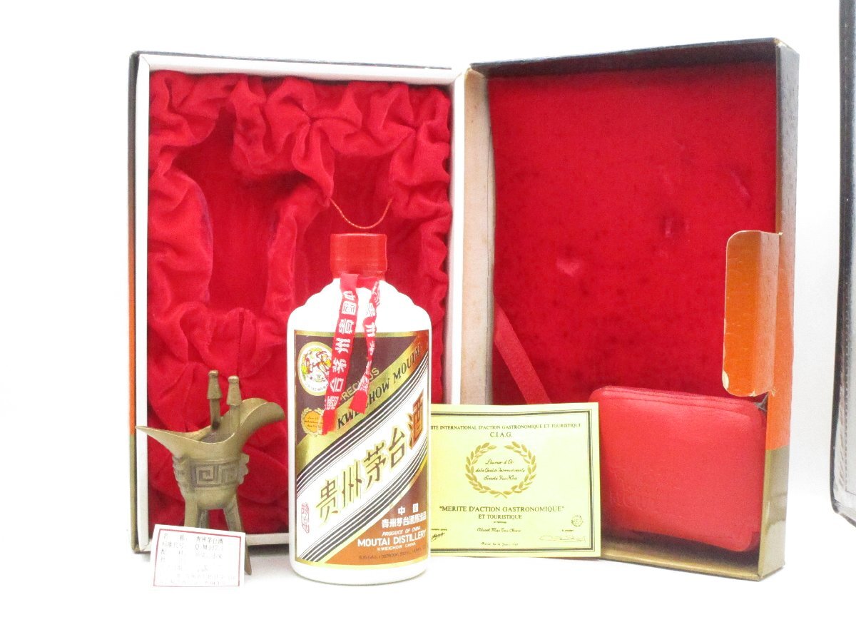 同梱不可 中国酒 貴州芽台酒 MOUTAI マオタイ酒 プレシャス 天女ラベル ゴールドラベル 500ml 53% 869g 箱入 X171543拍卖