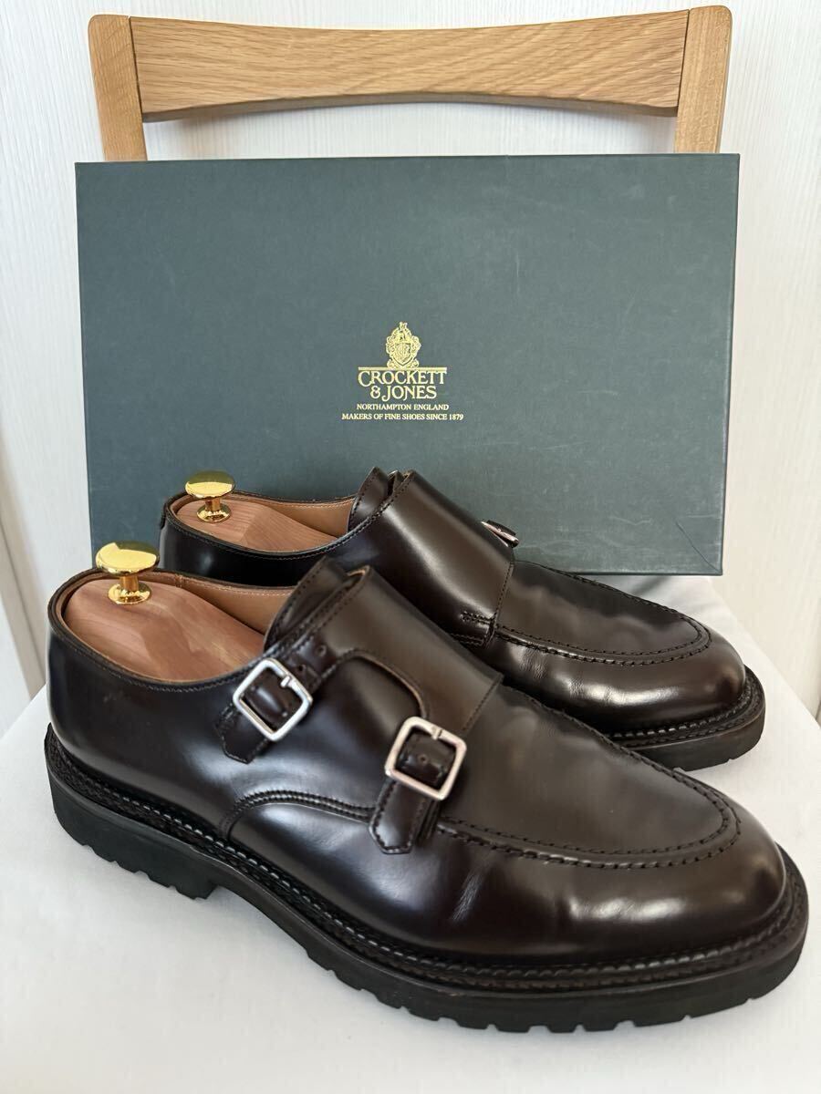 【極美品】CROKETT&JONES クロケットアンドジョーンズ ダブルモンク ダークブラウン 阪急メンズ別注 メンズ レザー シューズ ビジネス拍卖