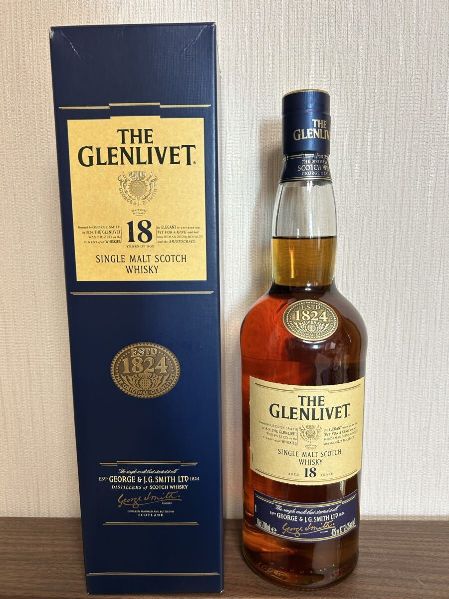 【旧ボトルデザイン】The Glenlivet ザ・グレンリベット スコッチウイスキー 18年 700ml 43% 箱あり 未開栓拍卖