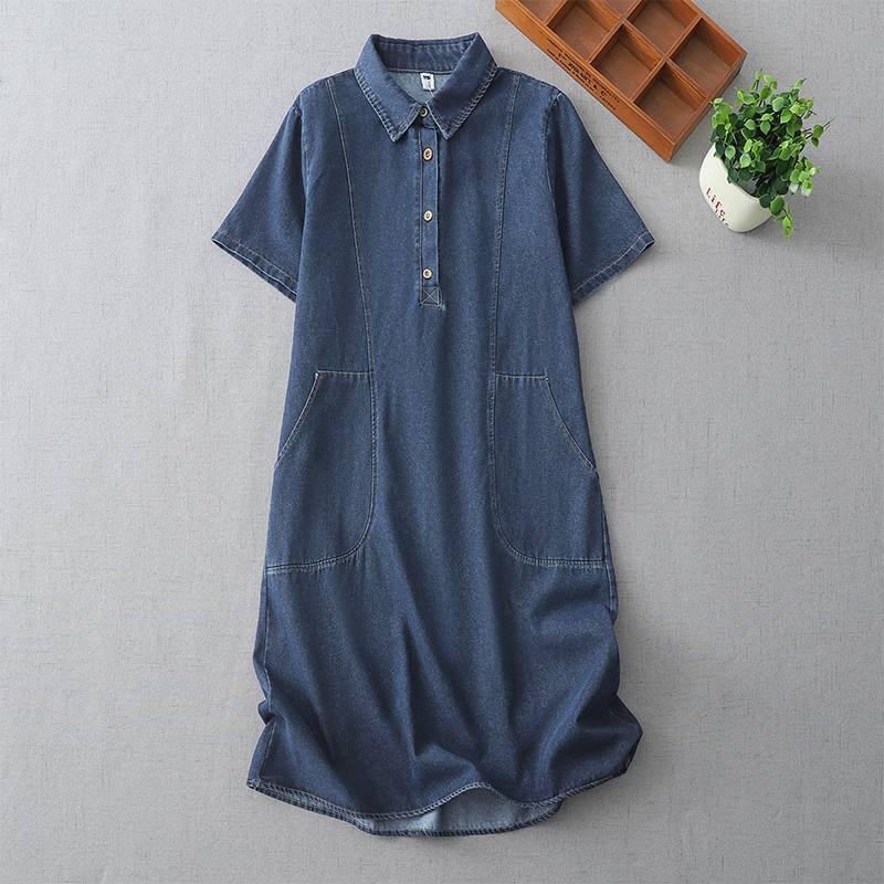 同梱1万円送料無料■レディースワンピース シャツワンピース ひ ざ丈ワンピース 半袖 デニムワンピース チュニックワンピース拍卖