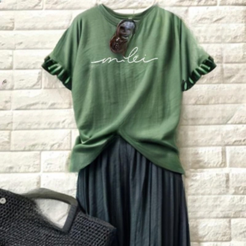 「同梱1万円送料無料」夏物緑のさらっとTEEと黒の細プリーツスカート2点セット新品LサイズフリーサイズマキシスカートとTEEのセットアップ拍卖