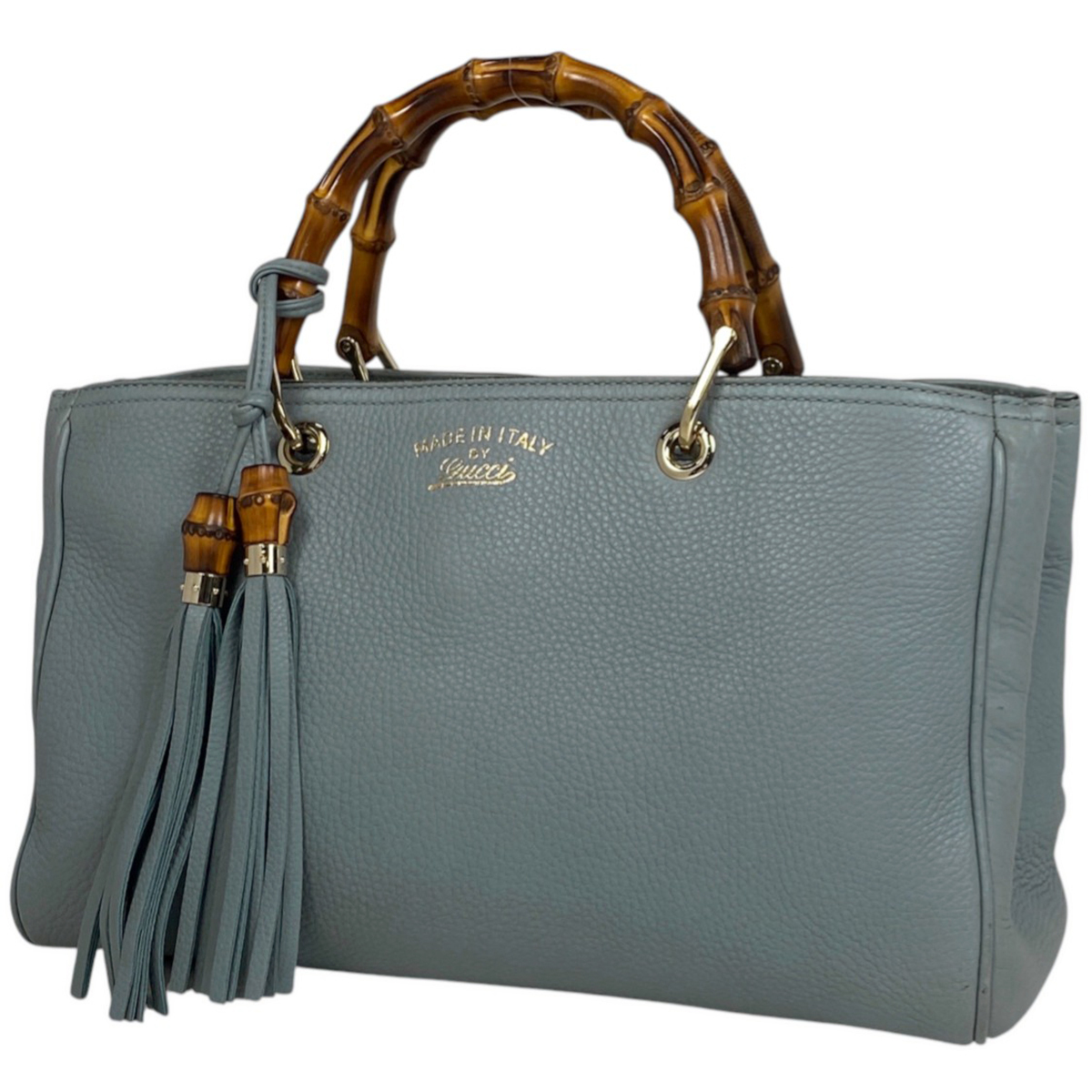 グッチ GUCCI バンブー ショッパー ミディアム ハンドバッグ 2WAY ショルダーバッグ レザー ライトブルー 323660 レディース 【中古】拍卖