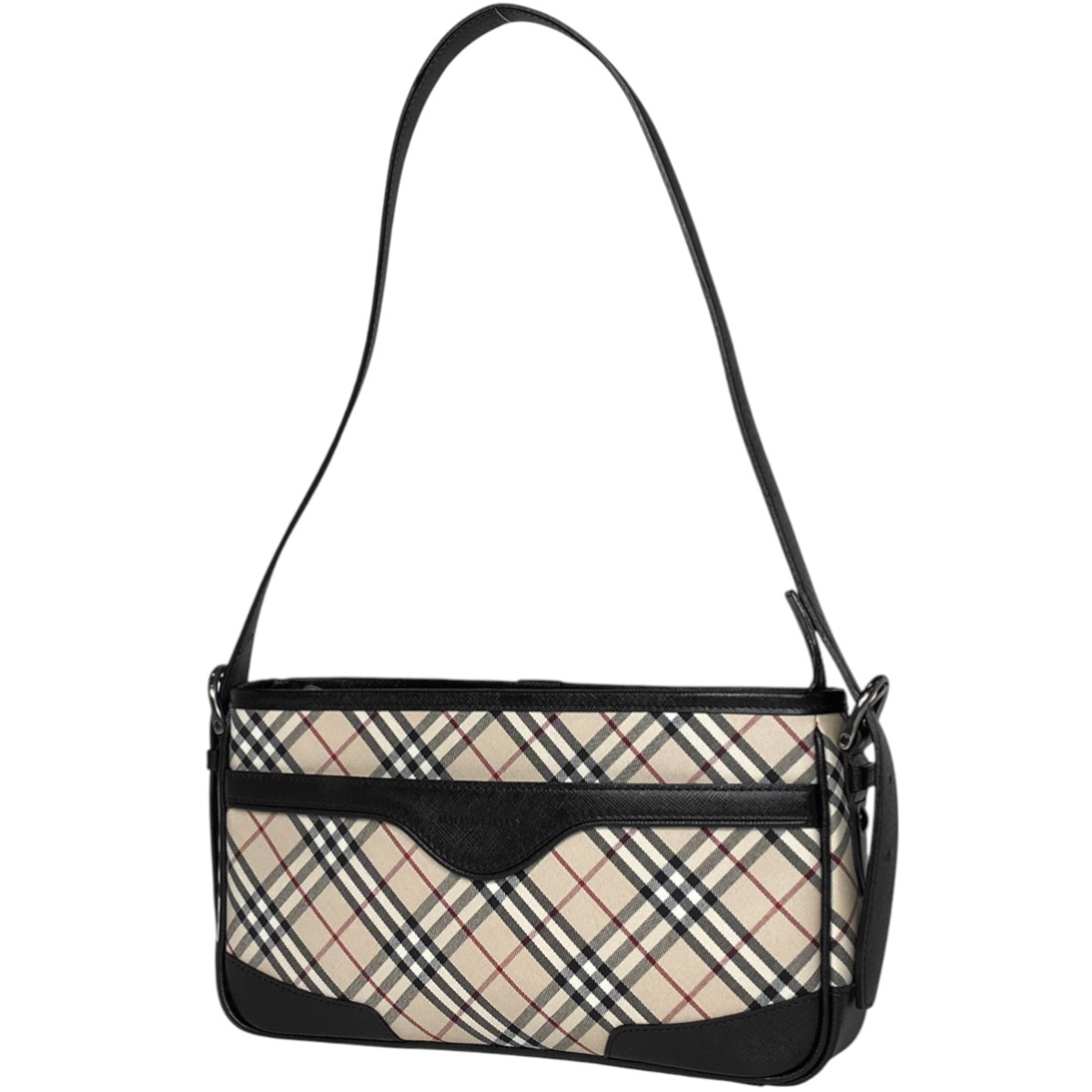 バーバリー BURBERRY チェック柄 ショルダーバッグ ワンショルダー ハンドバッグ キャンバス ベージュ ブラック レディース 【中古】拍卖