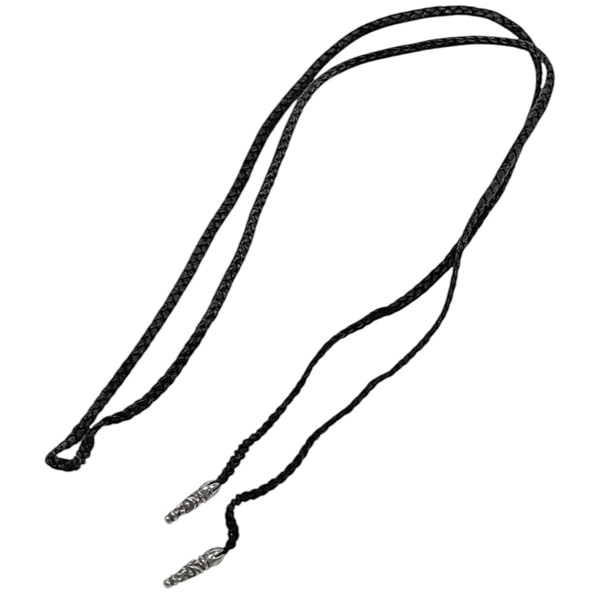 クロムハーツ CHROME HEARTS スクロールレザーブレード ボロチップ ネックレス シルバー925 レザー シルバー ブラック メンズ 【中古】拍卖