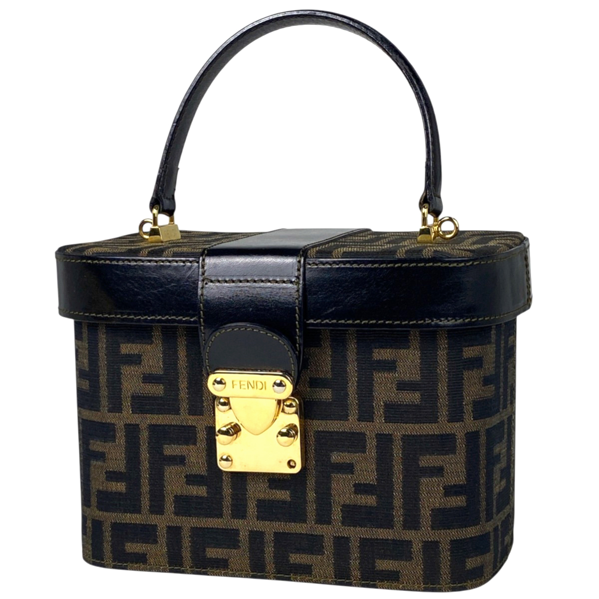 フェンディ FENDI ズッカ柄 バニティバッグ 2WAY ショルダーバッグ ハンドバッグ 化粧ポーチ キャンバス ブラウン レディース 【中古】拍卖