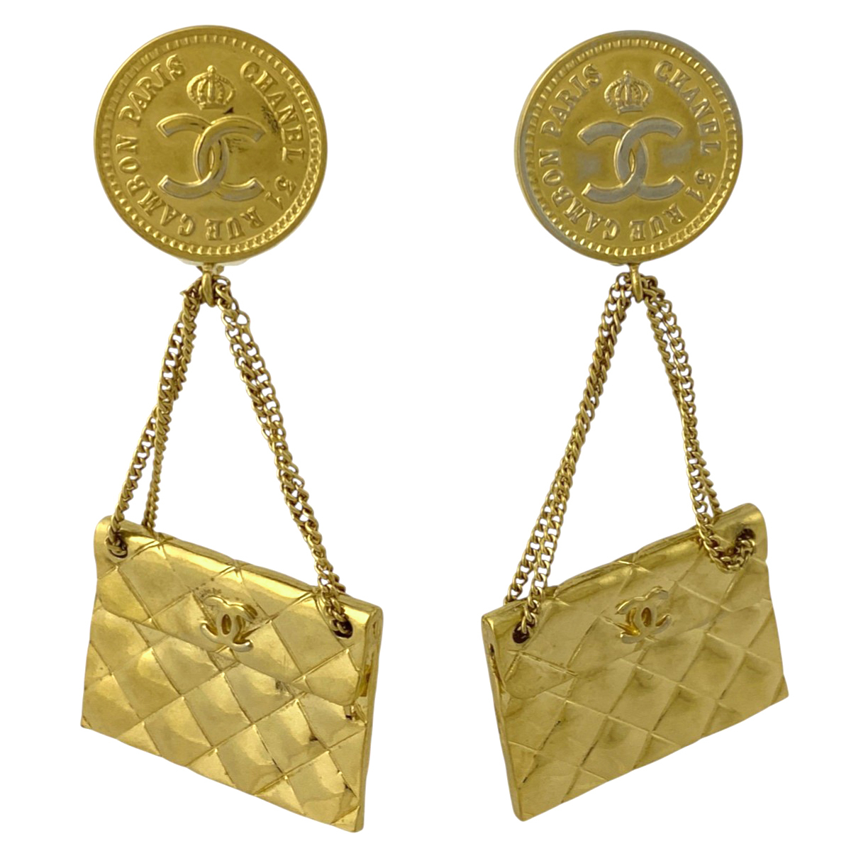 シャネル CHANEL ココマーク マトラッセ モチーフ イヤリング スイング CC イヤリング GP ゴールド レディース 【中古】拍卖