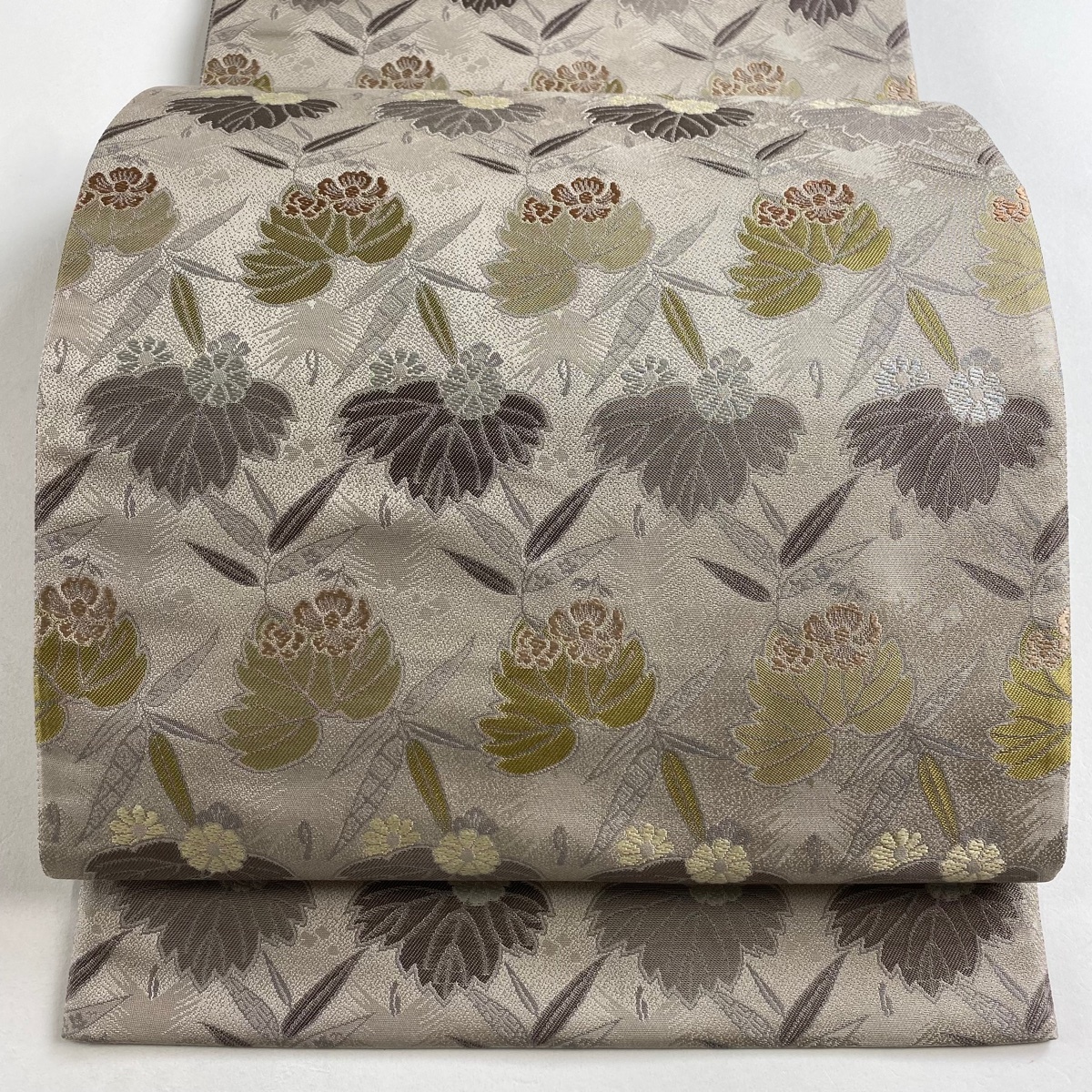 袋帯 美品 逸品 箔屋清兵衛 落款 桐笹文 草木染 薄小豆 六通 正絹 【中古】拍卖