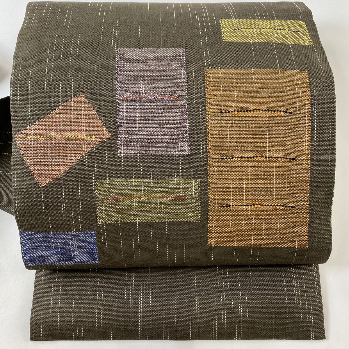 名古屋帯 美品 秀品 幾何学 焦茶色 正絹 【中古】拍卖