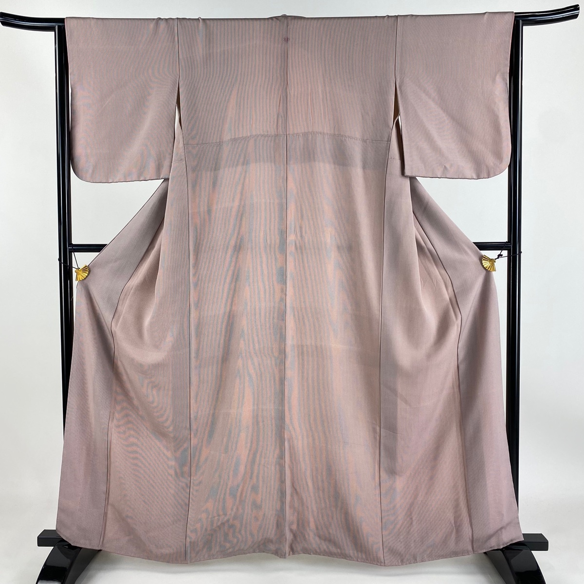 江戸小紋 身丈160cm 裄丈64.5cm M 袷 落款 万筋 薄ピンク 正絹 秀品 一つ紋 【中古】拍卖