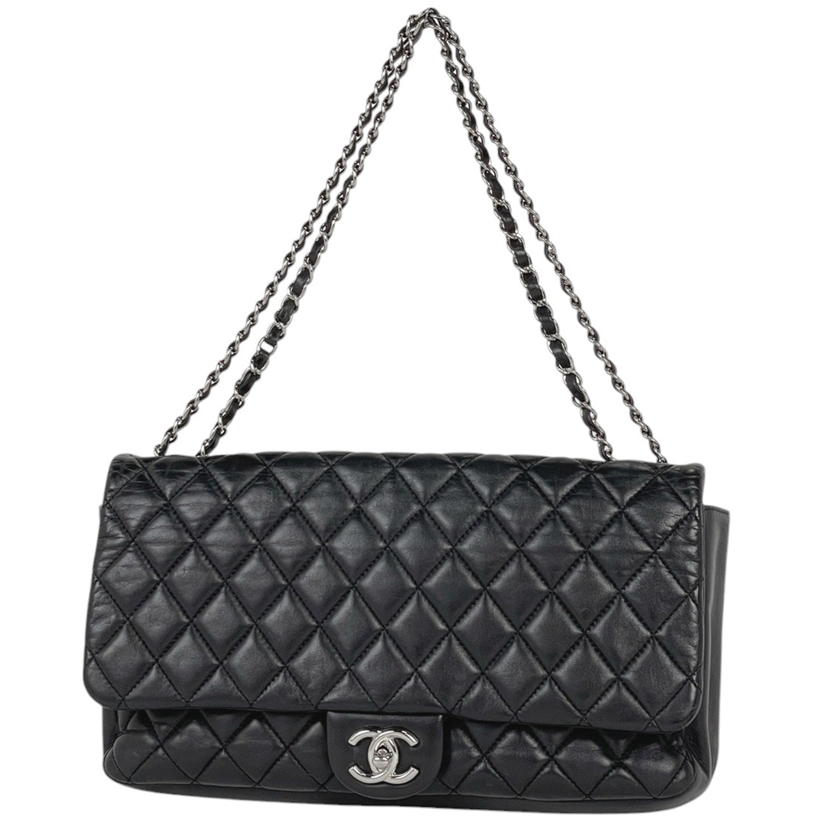 【在庫一掃】 シャネル CHANEL ココマーク チェーン ショルダーバッグ マトラッセ レインカバー付き レザー ブラック 【中古】拍卖