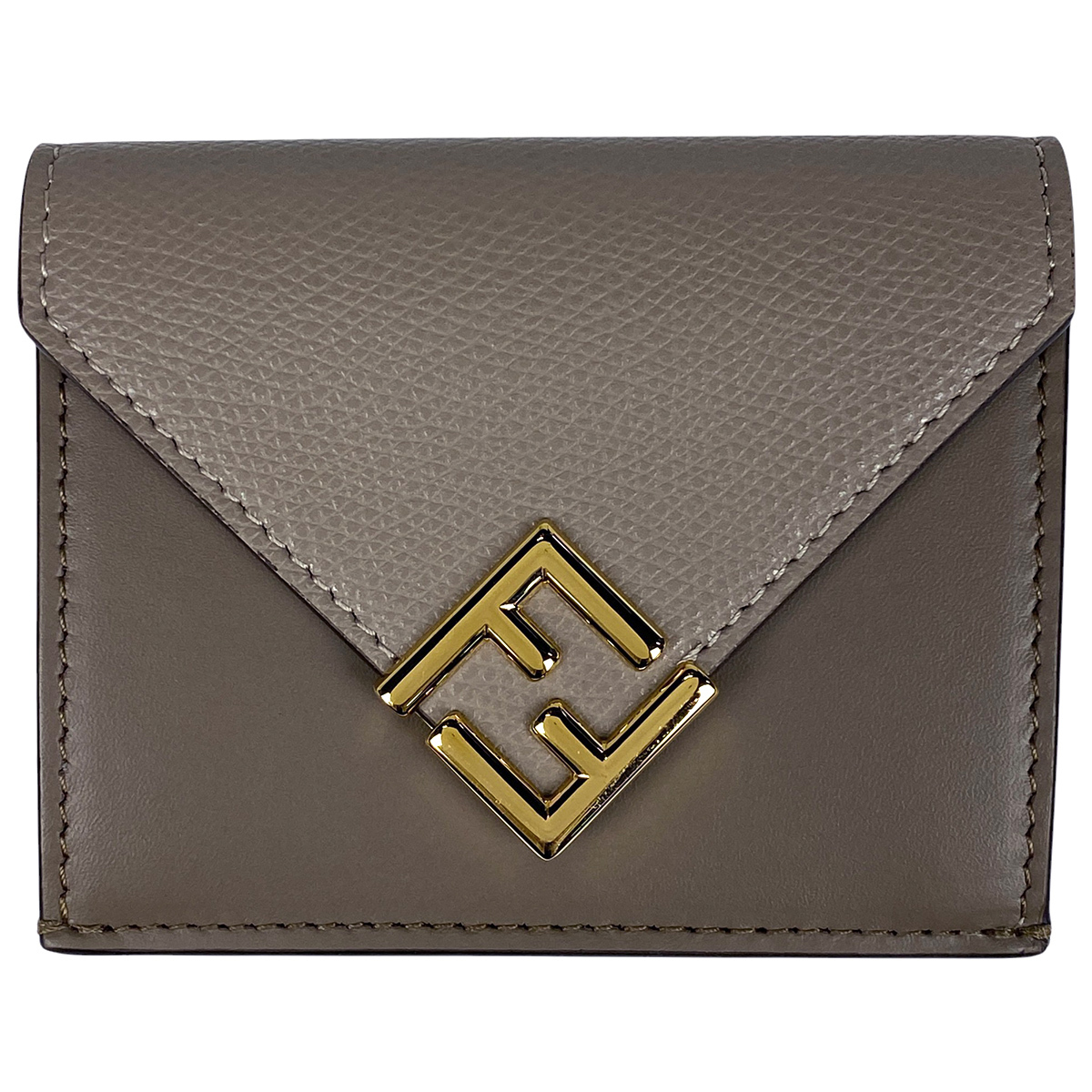 【在庫一掃】 フェンディ FENDI ロゴ 三つ折り財布 FFダイヤモンド コンパクトウォレット 三つ折り財布 レザー グレー 8M0480 【中古】拍卖