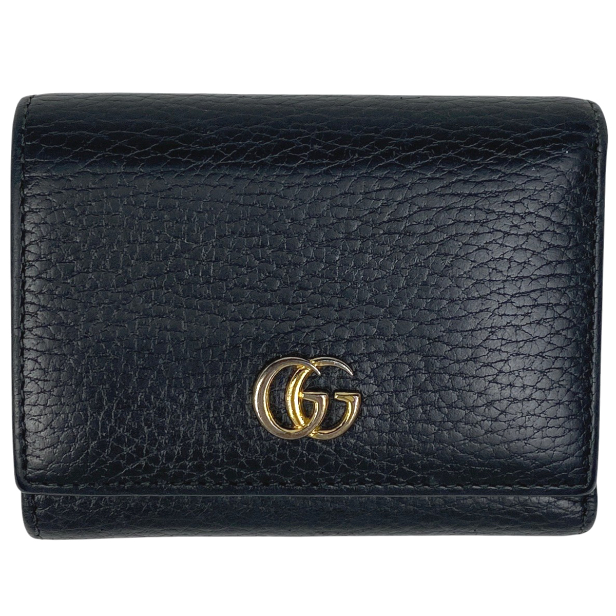 グッチ GUCCI GGマーモント 三つ折り 財布 コンパクトウォレット 三つ折り財布 レザー ブラック 474746 レディース 【中古】拍卖
