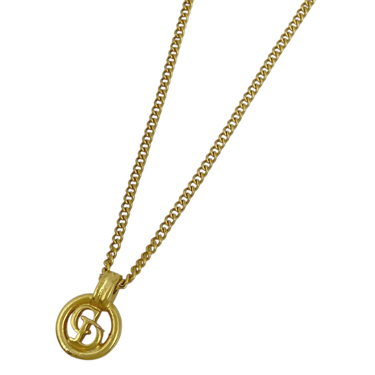 【在庫一掃】 クリスチャンディオール ロゴ ラウンド ネックレス CD 丸型 ネックレス GP ゴールド 【中古】拍卖