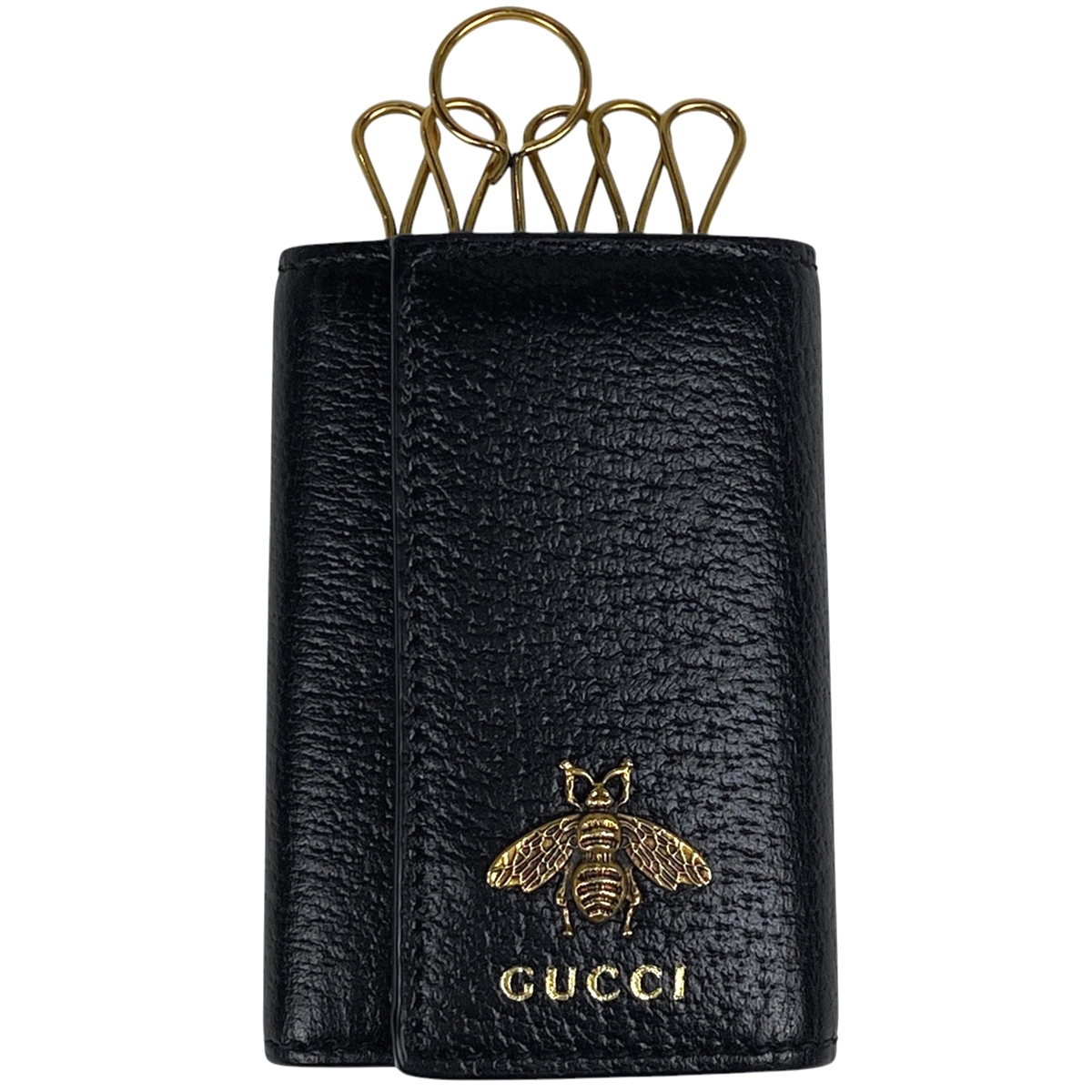 【在庫一掃】 グッチ ロゴ 6連 キーケース ビー 蜂 キーフック キーケース レザー ブラック 523683 【中古】拍卖